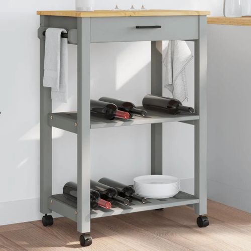 Chariot De Cuisine Monza 60x40x90 Cm Bois Massif De Pin