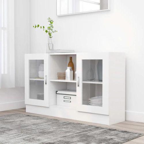 Armoire À Vitrine Blanc 120x30,5x70 Cm Bois D'ingénierie