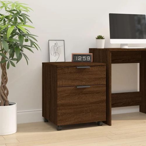 Classeur Mobile Avec Roues Chêne Marron 45x38x54 Cm Bois