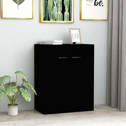 Buffet Noir 60x30x75 Cm Bois D'ingénierie