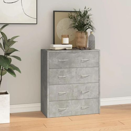Buffet Avec 4 Tiroirs 60x30,5x71 Cm Gris Béton
