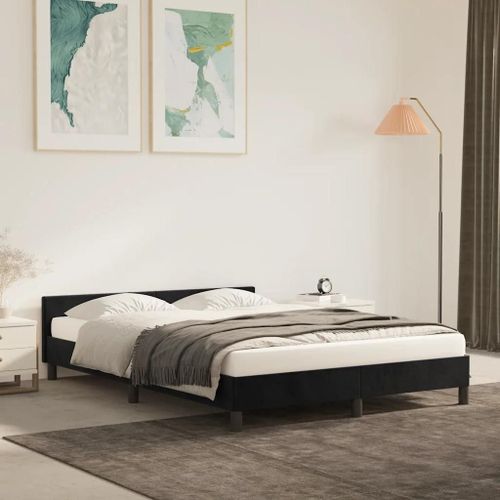 Cadre De Lit Sans Matelas Noir 140x200 Cm Velours