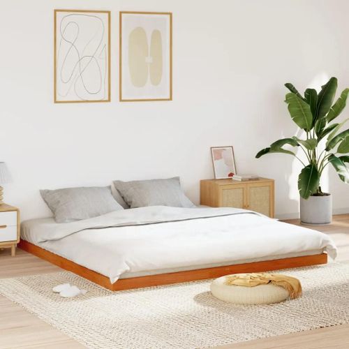 Cadre De Lit Sans Matelas Cire Marron 180x200cm Bois Pin Massif