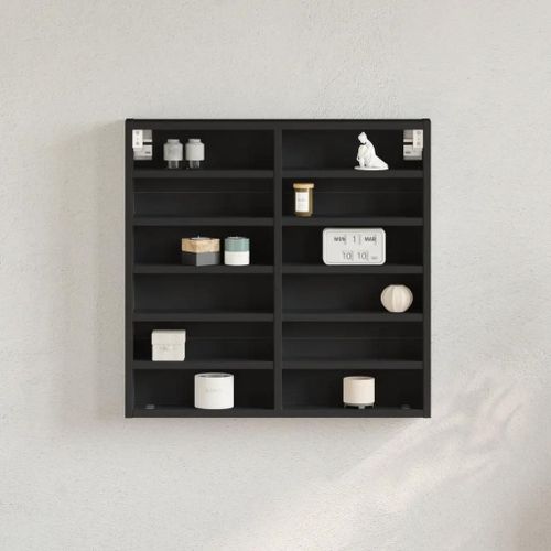 Armoire À Vitrine Noir 60x8,5x58 Cm Bois D'ingénierie