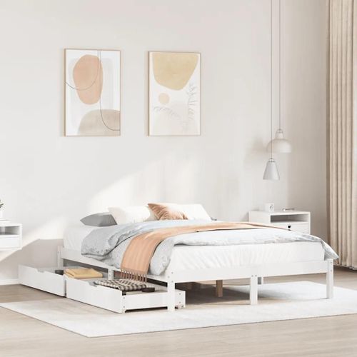 Cadre De Lit Sans Matelas Blanc 120x190 Cm Bois De Pin Massif