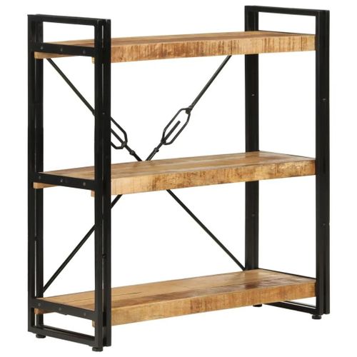 Bibliothèque 3 Niveaux 77x30x80 Cm Bois Massif Manguier Et Fer