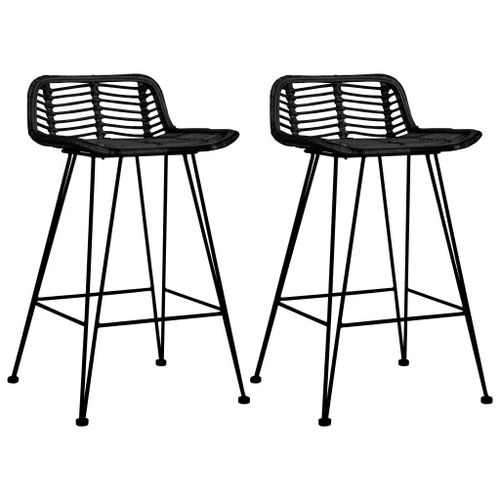Chaises De Bar Lot De 2 Noir Rotin