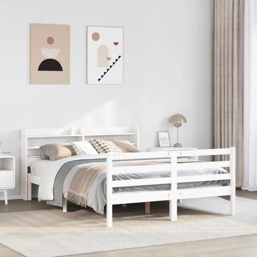 Cadre De Lit Avec Tête De Lit Sans Matelas Blanc 120x190 Cm
