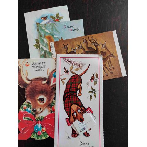 Lot De 7 Cartes Postales, Écrites ; Voeux De Bonne Année, Enfants, Chien Amusant Apportant Le Courrier