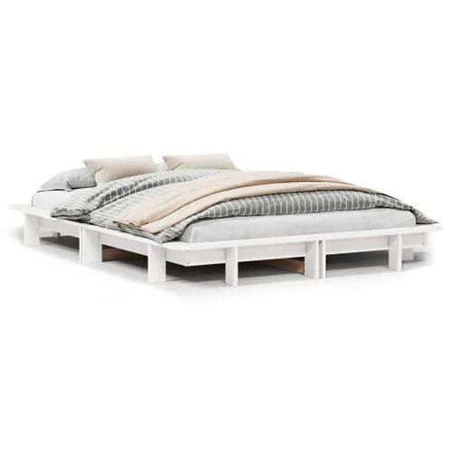 Cadre De Lit Sans Matelas Blanc 120x200 Cm Bois De Pin Massif