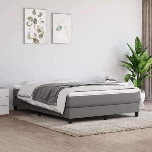 Sommier À Lattes De Lit Avec Matelas Gris Foncé 160x200cm Tissu