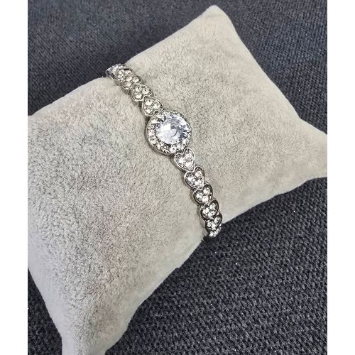 Bracelet Jonc Argenté C?ur En Strass Mariage Soiree