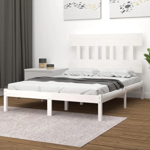 Cadre De Lit Sans Matelas Blanc 120x190 Cm Bois Massif