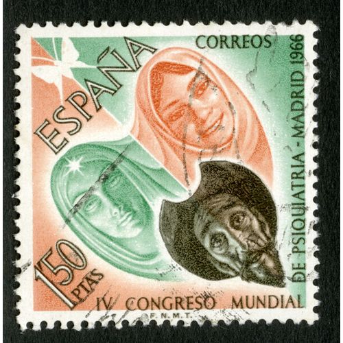 Timbre Oblitéré Espana, Iv Congreso Mundial De Psiquitria - Madrid 1966, Correos, 1.50 Ptas