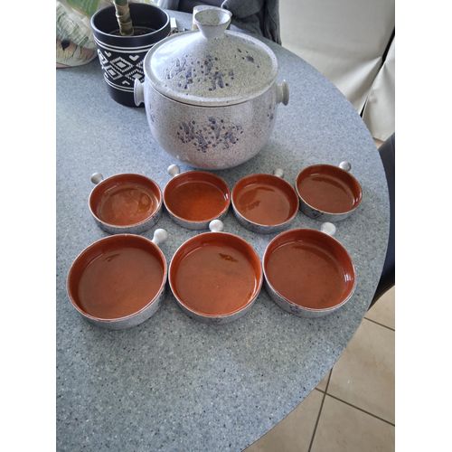 Service À Légume 8 Pièces En Céramique Gris Et Violet