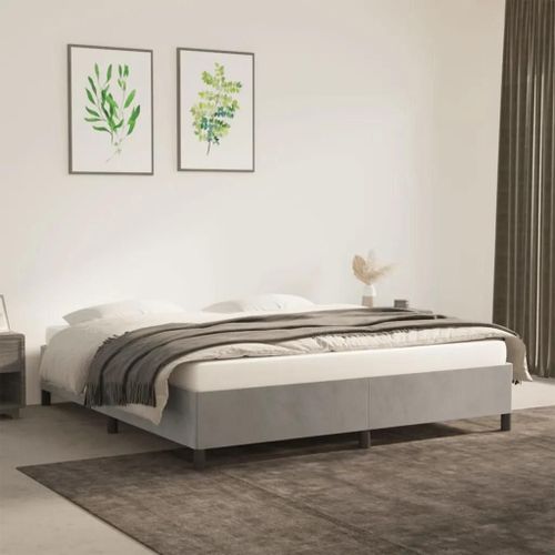 Cadre De Lit Sans Matelas Gris Clair 160x200 Cm Velours