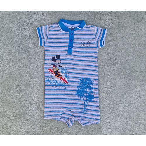 Barboteuse Rayée Bleue, Blanche Et Grise Disney Mickey Mouse 12 Mois