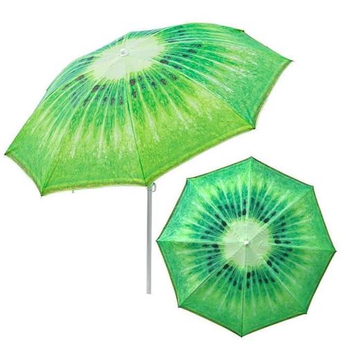 Parasol De Jardin Matiere Polyester - Acier Couleur Vert Theme Kiwi D 180 Cm H 190 Cm Plage Touristique Pliable Inclinable