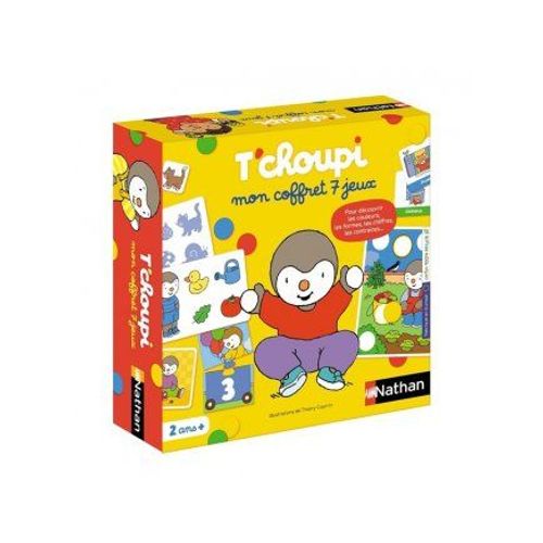 Coffret Tchoupi 7 Jeux Societe Educatifs, Des 2 Ans - Couleurs, Formes, Chiffres, Emotions - Maternelle - Set Activites Et Carte