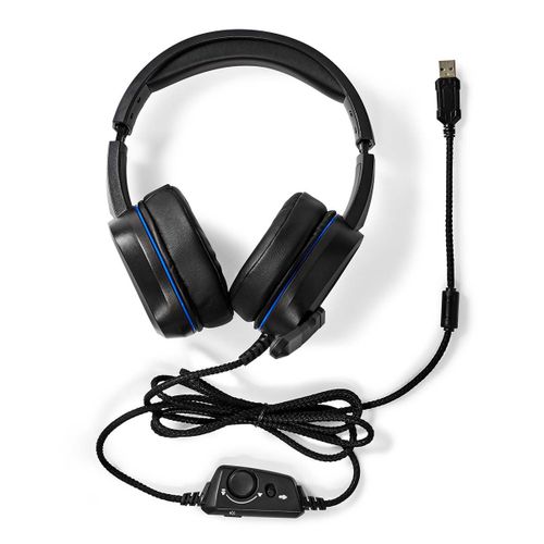 Nedis Casque de jeu Surround USB Type-A Microphone pliable 2.10 m LED (Filaire), ?couteurs, Noir
