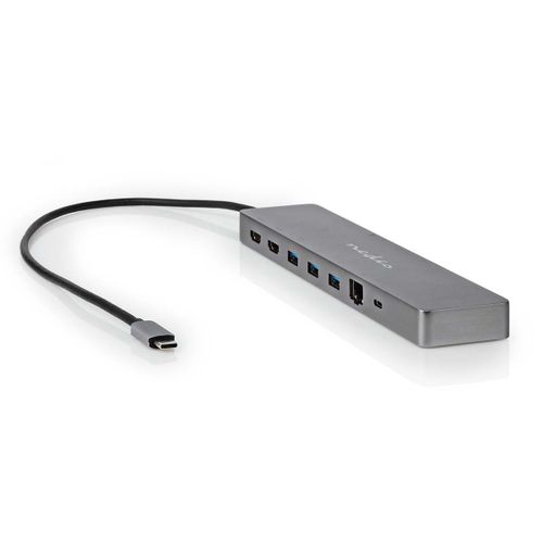 Hub 10-en-1 USB-C vers RJ45 / 3USB-A / Jack 3.5mm / 2USB-C / 2HDMI 0.4m Nedis Gris anthracite