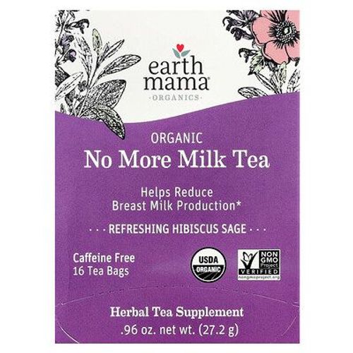 Earth Mama, Thé Biologique No More Milk, Hibiscus Et Sauge Rafraîchissants, Sans Caféine, 16 Sachets De Thé, 27,2 G