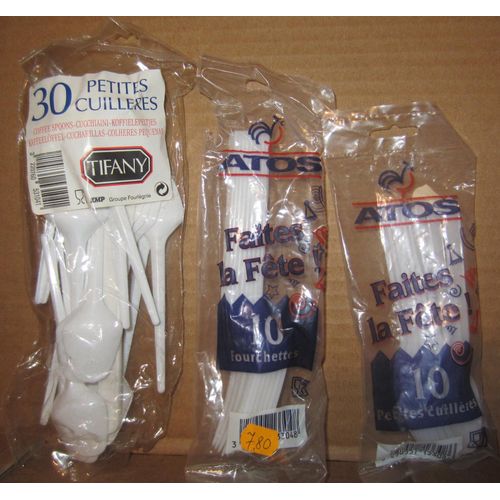 Lot 40 Petites Cuillères Et 10 Fourchettes En Plastique Réutilisables Neufs Sous Blister