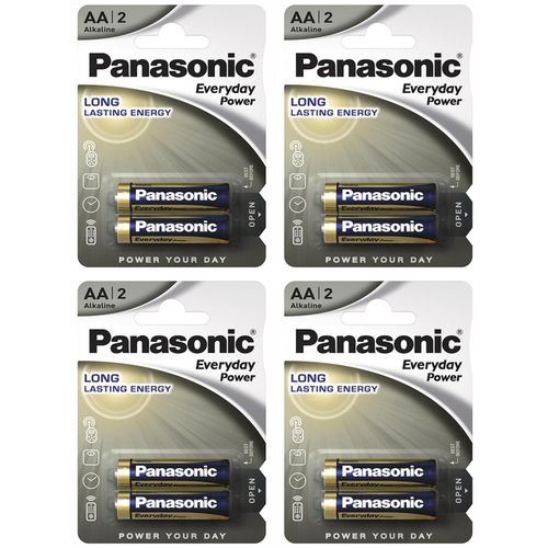 Panasonic Lot de 4 Packs de 2 Piles Alcalines Everyday Power Silver AA-LR6 1,5V