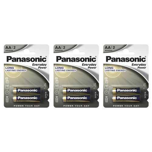 Panasonic Lot de 3 Packs de 2 Piles Alcalines Everyday Power Silver AA-LR6 1,5V