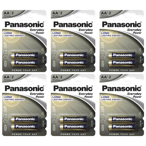 Panasonic Lot de 6 Packs de 2 Piles Alcalines Everyday Power Silver AA-LR6 1,5V