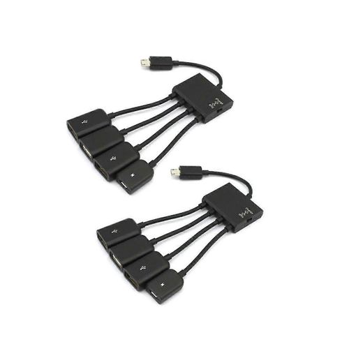 2pcs 4 Port -USB Otg Hub Connecteur Connecteur Spliter Adaptateur pour Android Ordinateur Pc Power Charge