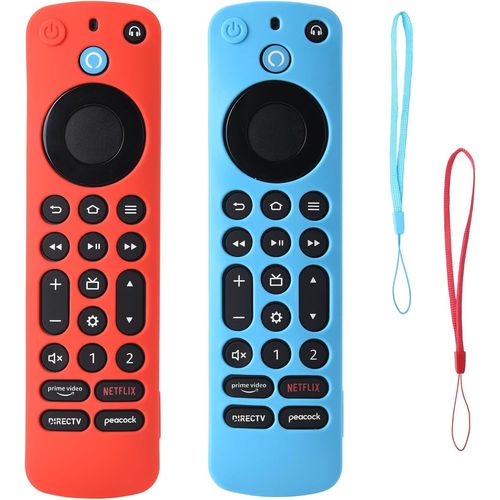 Protection Télécommande Fire Tv Stick Coque Fire Tv Stick Silicone Et Lumineux Compatible Avec Fire Tv Stick 4K /4K Alexa Télécommande Vocale (3E Génération 2021) 2 Pièces - (Bleu Et Vert)