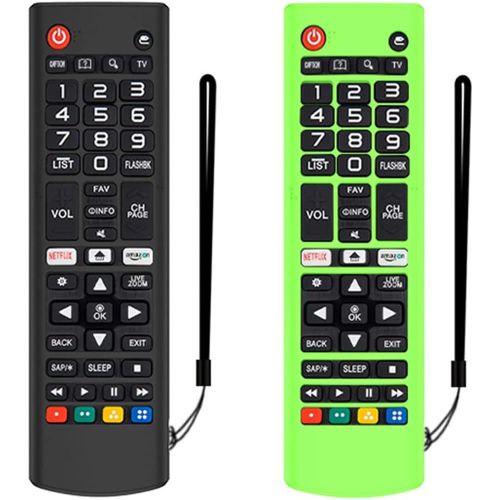 Lot De 2 Étui De Protection En Silicone Pour Télécommande Lg Akb75095307/Akb75375604/Akb74915305,Antichoc Anti-Perte Boîtier De Protection Pour Télécommande Lg Smart Tv(Leuchten Grün+Schwarz)