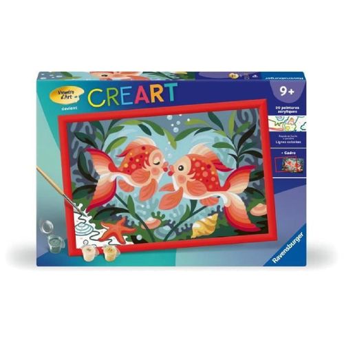 Creart Kids 31x21cm Bisous De Poissons. Kit De Peinture Par Numéros Numéro D'art. Des 7 Ans. 25853. Ravensburger