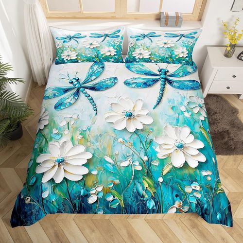 Double (Sans Couette)-Bleu Sarcelle Blanc-Housse De Couette Paon Homewish Double Bleu Sarcelle Ensemble De Literie En Plumes De Paon Housse De Couette Animal Floral Exotique Chic Housse De Couette S
