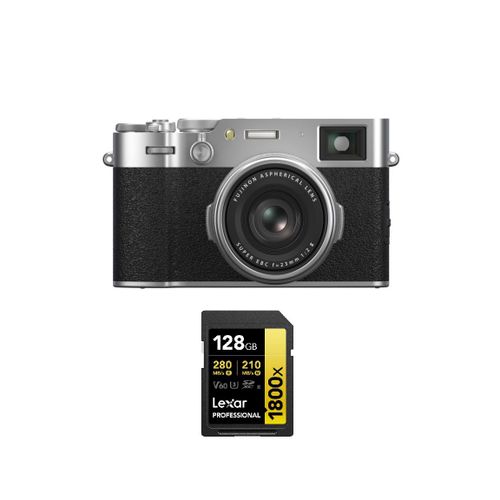 FUJIFILM X100VI 40.2 mpix Argent + Lexar 128 Go 1800x UHS-II