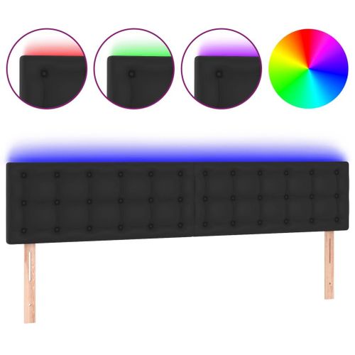 Tête De Lit Accessoire Couchage Chambre À Coucher Meuble À Led 160 X 5 X 78/88 Cm Synthétique Noir Tdl0200675