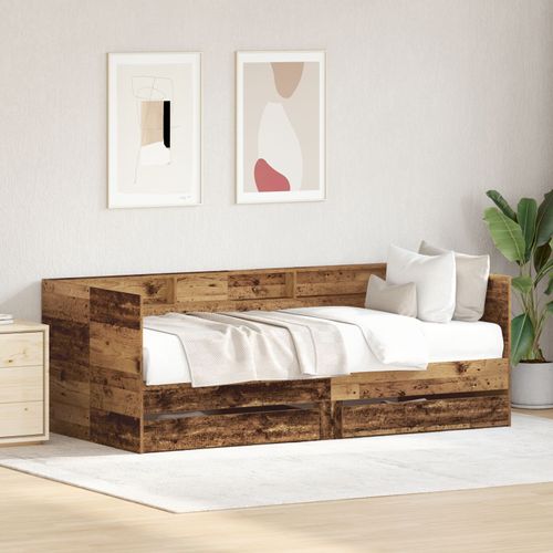 Vidaxl Lit De Jour Avec Tiroirs Bois Vieilli Bois D'ingénierie 90 X 190 Cm