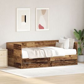 Vidaxl Lit De Jour Avec Tiroirs Bois Vieilli Bois D'ingénierie 90 X 190 Cm