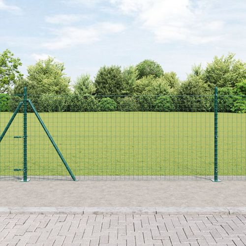 Vidaxl Set De Poteaux De Clôture Lot De 13 Vert Béton, Métal