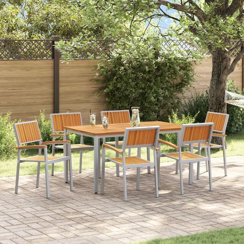 Vidaxl Ensemble De Salle À Manger De Jardin Ensemble De 7 Gris Métal