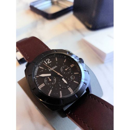 Montre Privateer Chronographe En Cuir, Marron