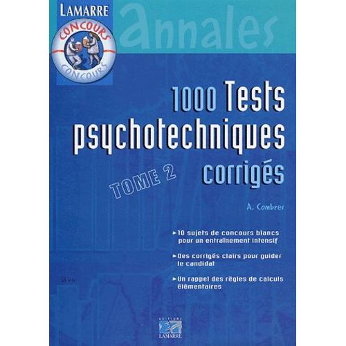 1000 Tests Psychotechniques Corrigés - Tome 2