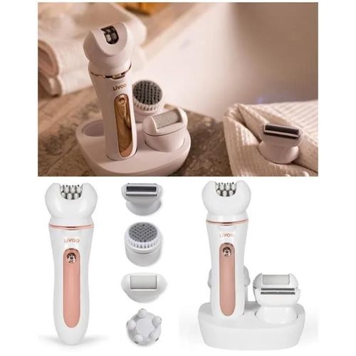 Set Épilateur Multifonction 5 Têtes Interchangeables : Épilation, Rasage, Exfoliation, Massage Et Soin Des Pieds