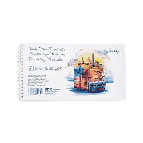 Carnet De Voyage Sm-Lt Spirale 15x28cm Mix Media 25 Feuilles Microperf 160 G/M²