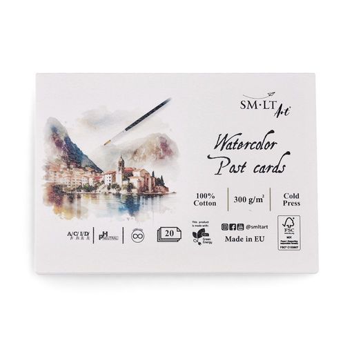 Cartes Postales Sm-Lt Papier Aquarelle 100% Coton 10,5x15cm 20 Feuilles 300 G/M²