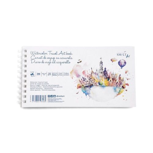 Carnet De Voyage Sm-Lt Spirale 15x28cm Aquarelle 25 Feuilles Microperf 260 G/M²