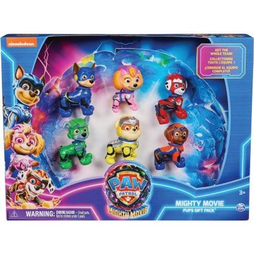 Ret 6 Figurines Pat Patrouille Mighty Movie Marcus Chase Ruben Stella Zuma Rocky - Set Personnage Chien + Carte - Chiot Animaux