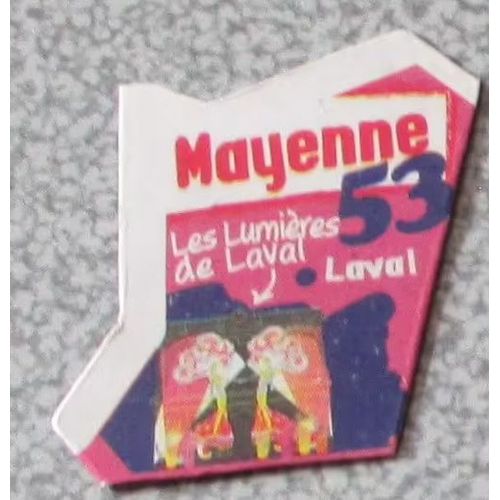 Magnet Le Gaulois-Département 53 Mayenne (Fond Rose Et Contour Blanc)