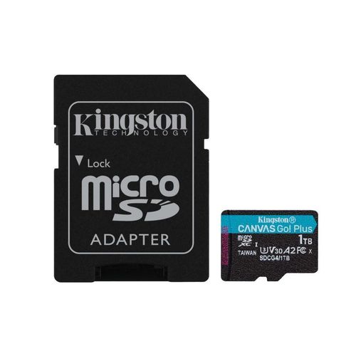 Kingston Canvas Go! Plus - Carte mémoire flash (adaptateur microSDXC vers SD inclus(e)) - 1 To - A2 / Video Class V30 / UHS-I U3 / Class10 - microSDXC UHS-I
